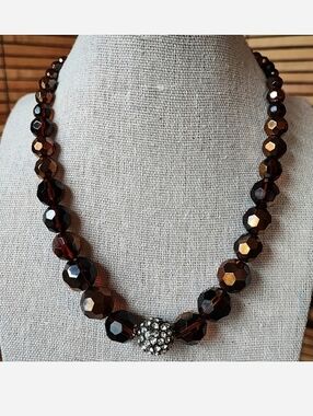 Glass Root Beer and Copper with a Rhinestone Disco Ball Necklace Premier Designs